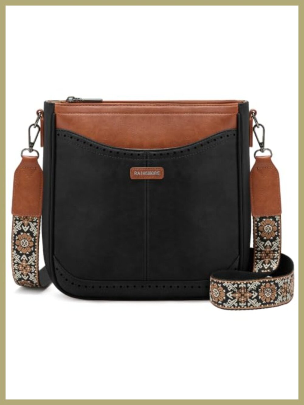 Vintage Style Faux Leather Crossbody Purse with Detachable Woven Strap